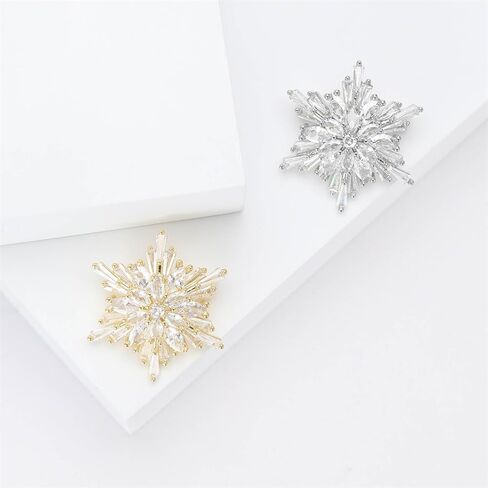 Elegant Snowflake Brooch Cubic Zirconias Wedding Statement Fashion Crystal Brooches Lapel Pin Dress Accessories Jewelry Birthday Graduation Gift for Women Men Xmas Christmas Holiday Party in Saudi Arabia