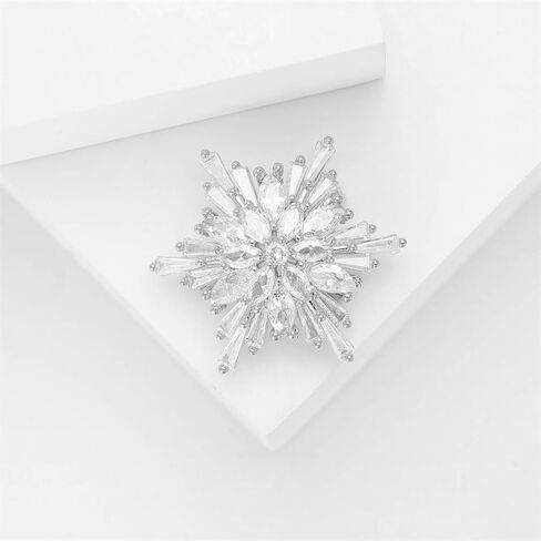 Elegant Snowflake Brooch Cubic Zirconias Wedding Statement Fashion Crystal Brooches Lapel Pin Dress Accessories Jewelry Birthday Graduation Gift for Women Men Xmas Christmas Holiday Party in Saudi Arabia