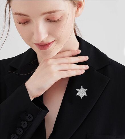 Elegant Snowflake Brooch Cubic Zirconias Wedding Statement Fashion Crystal Brooches Lapel Pin Dress Accessories Jewelry Birthday Graduation Gift for Women Men Xmas Christmas Holiday Party in Saudi Arabia