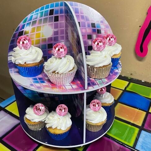 24 PCS Disco Ball Cupcake Toppers ، Disco Ball Cupcake Mics ، Disco Ball Cake Toppers Disco Disco Decorations for Disco Thief Party 70s Disco Party Decorations (2.7 cm) in Kuwait