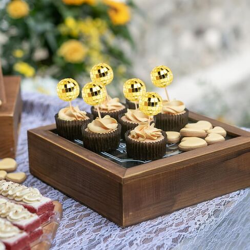 24 PCS Disco Ball Cupcake Toppers ، Disco Ball Cupcake Mics ، Disco Ball Cake Toppers Disco Disco Decorations for Disco Thief Party 70s Disco Party Decorations (2.7 cm) in Kuwait