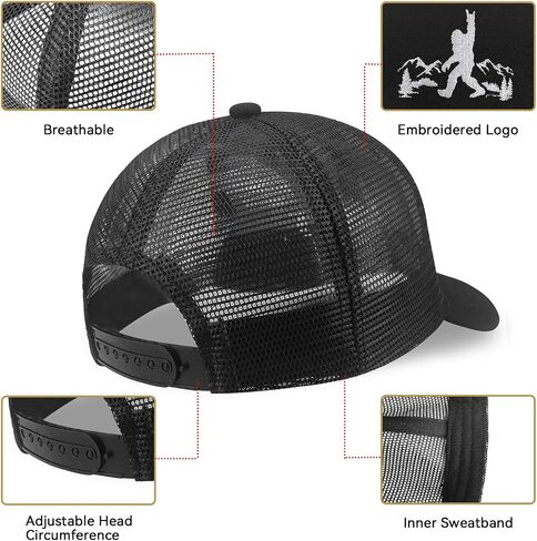 Bigfoot Trucker Hat للرجال ، هدايا Big Foot Sasquatch ، Sasquatch Baseball Cap القابلة للتعديل. in Saudi Arabia