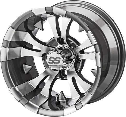 RM CART - 10 "Warlock Black/Machined على 205/65 R10 Low Rise Tyre (مجموعة من 4) ، و Club Car & Ez -Go Carts ، وإطارات عربة الجولف وعجلات Combo in Kuwait
