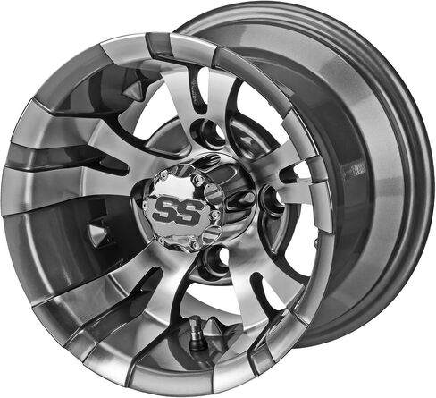 RM CART - 10 "Warlock Black/Machined على 205/65 R10 Low Rise Tyre (مجموعة من 4) ، و Club Car & Ez -Go Carts ، وإطارات عربة الجولف وعجلات Combo in Kuwait