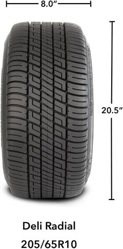 RM CART - 10 "Warlock Black/Machined على 205/65 R10 Low Rise Tyre (مجموعة من 4) ، و Club Car & Ez -Go Carts ، وإطارات عربة الجولف وعجلات Combo in Kuwait