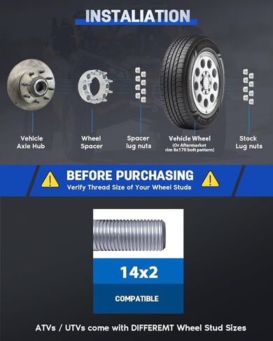 ECCPP 8x170 إلى 8x170 فواصل عجلات Hubcentric 2 بوصة 8 رخوة FIT FO-250 Super Duty for F-350 Super Duty 1999-2002 for Scursion 2000-2002 with Studs 14x2 Centric Bore 125mm-4pcs in Saudi Arabia