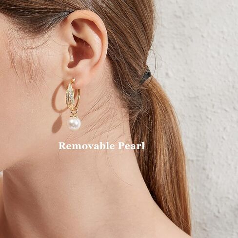 18 ألف أبيض مطلي بالآراء كبيرة من اللؤلؤ أقراط للنساء ، 925 sterling Silver Pearl أقراط 10 مم ، واثنين in Kuwait