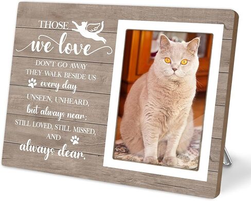 Cat Picture Frame, Cat Memorial Wooden Photo Frame, Pet Remembrance Gift, Sympathy Gift for Pet Owner, Cat Memorial Gifts for Loss of Cat, The Best Angels Have Wings and Whiskers (Beige, 4 x 6 Photo) in Saudi Arabia