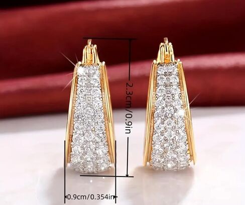 Vintage Copper Hoop Earrings with Zirconia Inlay - Chunky Statement Jewelry, Hypoallergenic Party Accessories for Women, Perfect for Night Out or Special Occasion in Saudi Arabia