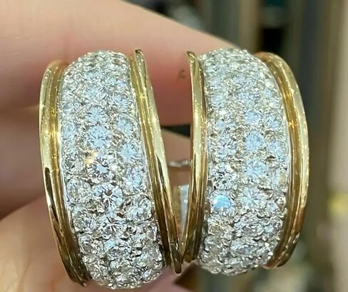 Vintage Copper Hoop Earrings with Zirconia Inlay - Chunky Statement Jewelry, Hypoallergenic Party Accessories for Women, Perfect for Night Out or Special Occasion in Saudi Arabia