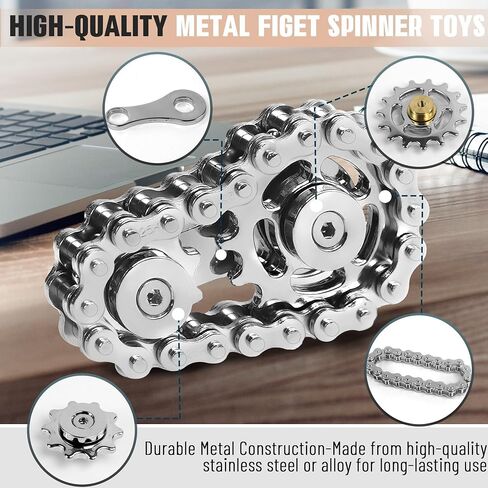 Fidget Toys for Adults Metal Fidget Bike Chain Assemble Fidgets Spinners Toy for Teens Cool Gadgets Desk Office Gift Anxiety Relief Items Stress Tool Sensory Stim Toy for Autism ADHD in Saudi Arabia
