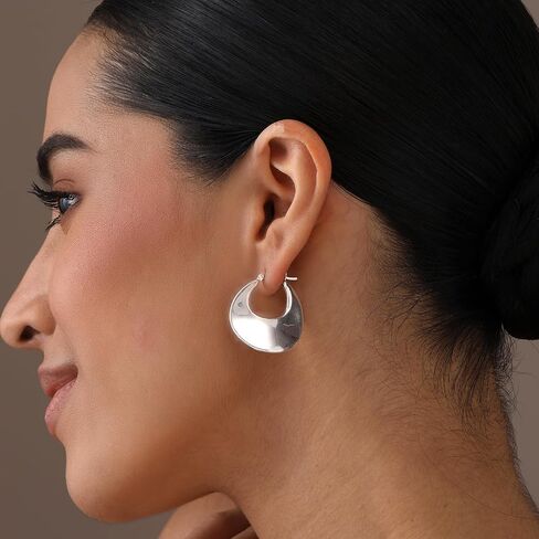 LeCalla 925 Sterling Silver Circular Hoop Earrings for Women | High Polish Bold Statement Hoops Jewelry Gift for Her | Round Disc Click-Top Hoop Earrings Gifts for Her Girlfriend Wife 30MM in Kuwait