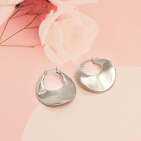 LeCalla 925 Sterling Silver Circular Hoop Earrings for Women | High Polish Bold Statement Hoops Jewelry Gift for Her | Round Disc Click-Top Hoop Earrings Gifts for Her Girlfriend Wife 30MM in Kuwait