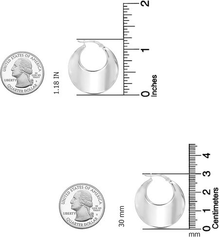 LeCalla 925 Sterling Silver Circular Hoop Earrings for Women | High Polish Bold Statement Hoops Jewelry Gift for Her | Round Disc Click-Top Hoop Earrings Gifts for Her Girlfriend Wife 30MM in Kuwait