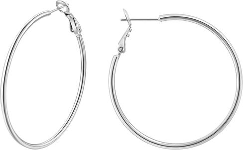 14K Gold Plated 925 Sterling Silver Posts large Hoop Earrings for Women, Hypoallergenic Big Hoop Earrings Lightweight Jewelry for Women 30/40/50/60/70MM in Kuwait