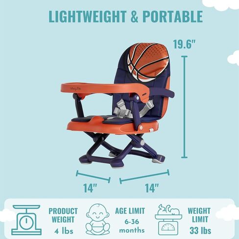 Dream on Me Munch n Go Booster Seat لطاولة الطعام ، ومقعد معزز سفر سفر خفيف الوزن ، و 3 في 1 ، وأربعة مستويات ، وإزالة الصينية السهلة in Saudi Arabia