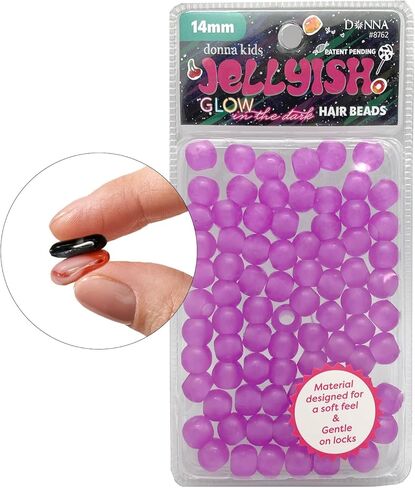 DONNA Kids Glow in The Dark Hair Beads – Squishy, Jellyish Twist 14MM Rubber Beads, Silicone Feeling, Hair Accessories for Kids, Beads Jewelry Making Kit DIY Hair Braiding, ASSORT Color 1PC in Kuwait