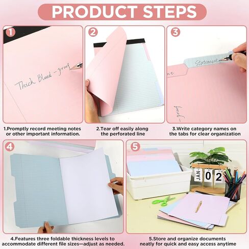 party greeting 12 Colors File Folder Notepad 2.6 Inch Expansion-Pack of 12-9.5 x 12.5 Inch Notebook Folders Organizer for File Filing, Document, Clipboard Organization for Office Home School-Boho in Saudi Arabia
