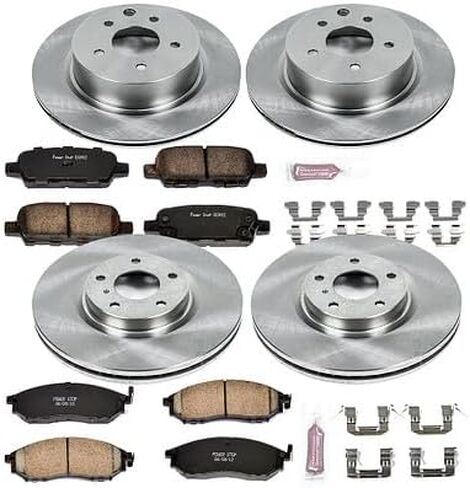 Power Stop KOE114 Autospecialty Front and Rear Replacement Brake Kit-OE Brake Rotors & Ceramic Brake Pads For Infiniti EX35 G25X G35 G37X G37 M35 M45 Nissan 350Z 370Z in Saudi Arabia