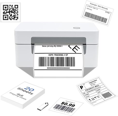 Thermal Shipping Label Printer Bluetooth - Thermal Label Printer 4x6 for Shipping Packages & Small Business, Shipping Thermal Printer 4 x 6 for Ebay, Shopify, Amazon, Etsy, USPS in Saudi Arabia
