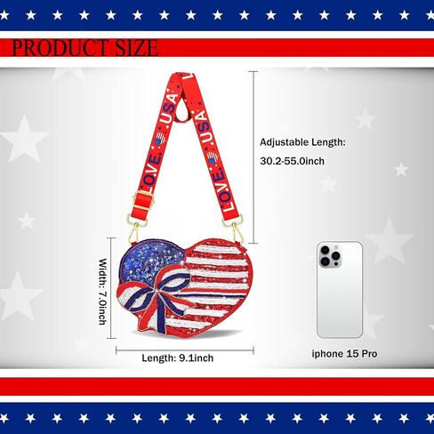 4th of July Purse for Women Sequin Beaded USA Star Purse American Flag Crossbody Shoulder Bag 4th of July Outfits in Saudi Arabia