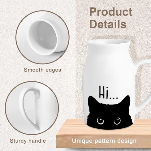 Cute Cat Themed Gifts, Small Ceramic Flower Vase Funny Coffee Mug for Cat Lover Owner Women Friend, Home Living Room Farmhouse Office Desk Table Shelf Decor (No Plants) in Kuwait