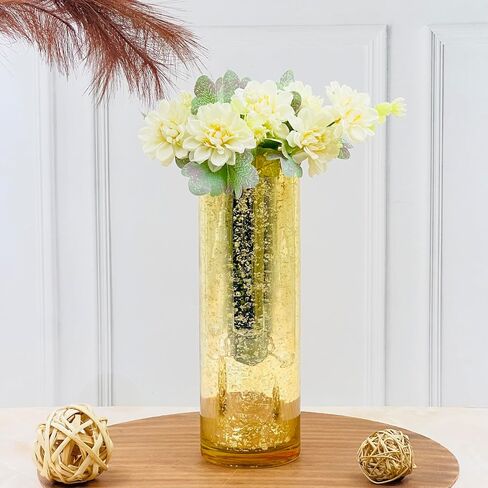 Hosley Silver Mercury Glass Vase مجموعة من 2 أجهزة كمبيوتر ، مزهريات زجاجية كبيرة للزهور ، المزهريات بكميات كبيرة ، عتيقة للقطاعات المركزية ، مثالية للديكور المنزلي ، غرفة المعيشة ، المكتب ، سبا in Saudi Arabia