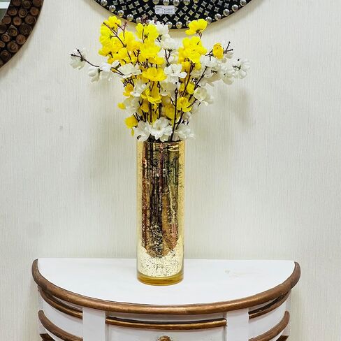 Hosley Silver Mercury Glass Vase مجموعة من 2 أجهزة كمبيوتر ، مزهريات زجاجية كبيرة للزهور ، المزهريات بكميات كبيرة ، عتيقة للقطاعات المركزية ، مثالية للديكور المنزلي ، غرفة المعيشة ، المكتب ، سبا in Saudi Arabia