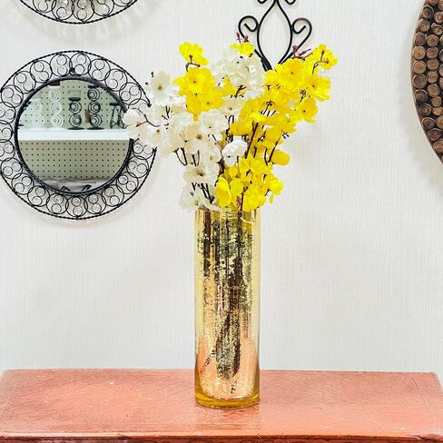 Hosley Silver Mercury Glass Vase مجموعة من 2 أجهزة كمبيوتر ، مزهريات زجاجية كبيرة للزهور ، المزهريات بكميات كبيرة ، عتيقة للقطاعات المركزية ، مثالية للديكور المنزلي ، غرفة المعيشة ، المكتب ، سبا in Saudi Arabia