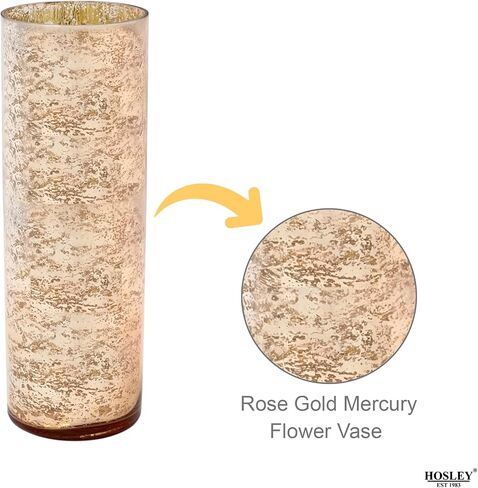 Hosley Silver Mercury Glass Vase Set of 2 Pcs, Large Glass Vases for Flowers, Vases in Bulk, Vintage for Centerpieces, Ideal for Home Décor, Livingroom, Office, Spa in Saudi Arabia