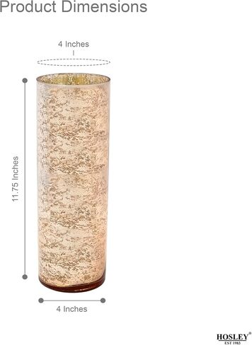 Hosley Silver Mercury Glass Vase Set of 2 Pcs, Large Glass Vases for Flowers, Vases in Bulk, Vintage for Centerpieces, Ideal for Home Décor, Livingroom, Office, Spa in Saudi Arabia