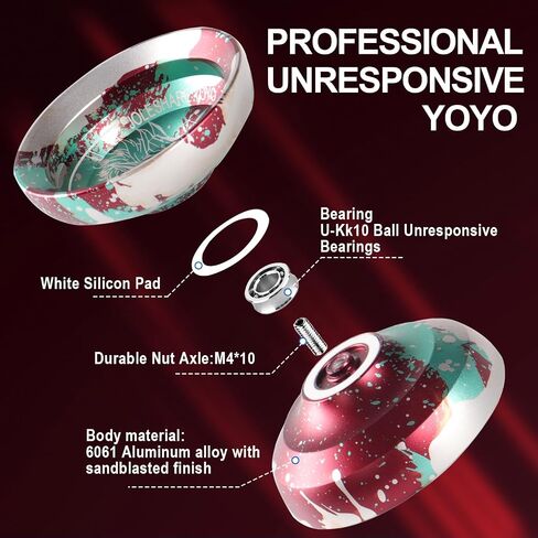 Unresponsive yoyo Professional Yoyo Metal Yoyo Suitable for Beginners Intermediate and Advanced Players+5yoyo Strings+ User Instructions+Glove-Blue Black in Saudi Arabia
