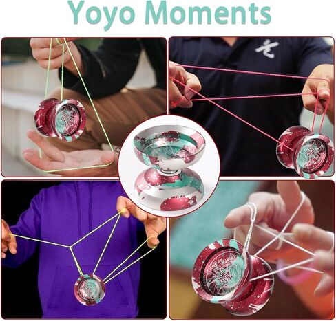Unresponsive yoyo Professional Yoyo Metal Yoyo Suitable for Beginners Intermediate and Advanced Players+5yoyo Strings+ User Instructions+Glove-Blue Black in Saudi Arabia