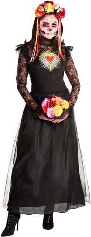 Black Day Of The Dead Couture Dress - Adult Standard - Spooky & Elegant Outfit, Perfect For Halloween, Costume Parties & Themed Events - 1 Pc in Saudi Arabia