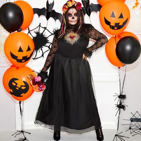 Black Day Of The Dead Couture Dress - Adult Standard - Spooky & Elegant Outfit, Perfect For Halloween, Costume Parties & Themed Events - 1 Pc in Saudi Arabia