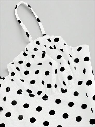 Milumia Women's Polka Dots Frill Trim Cami Dress Elegant Ruched Bust Fishtail Maxi Dresses in Saudi Arabia