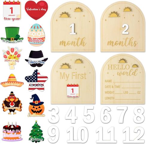 R HORSE Baby Monthly Milestone Sign - 25Pcs Coquette Pink Bow 3D Wooden Monthly Milestone Marker Discs, Newborn Announcement Sign Festive Decor Baby Shower Birthday Gift Photo Props for Toddler Girls in Saudi Arabia