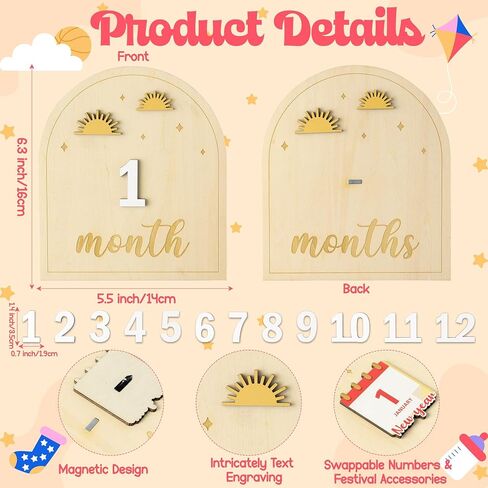 R HORSE Baby Monthly Milestone Sign - 25Pcs Coquette Pink Bow 3D Wooden Monthly Milestone Marker Discs, Newborn Announcement Sign Festive Decor Baby Shower Birthday Gift Photo Props for Toddler Girls in Saudi Arabia