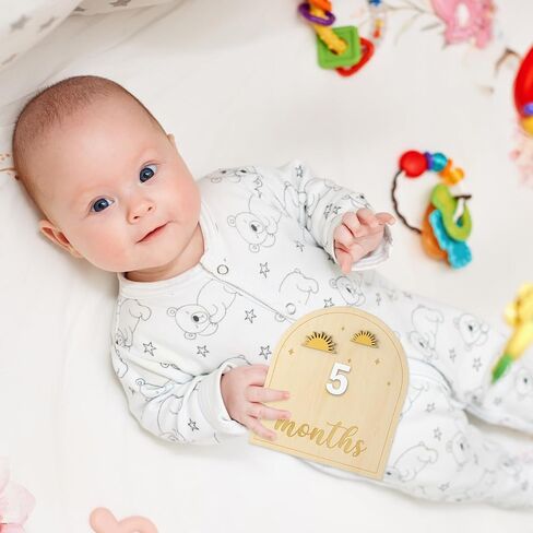 R HORSE Baby Monthly Milestone Sign - 25Pcs Coquette Pink Bow 3D Wooden Monthly Milestone Marker Discs, Newborn Announcement Sign Festive Decor Baby Shower Birthday Gift Photo Props for Toddler Girls in Saudi Arabia