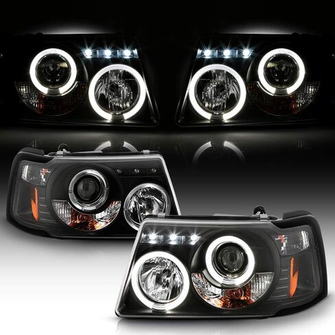 Acanii - للفترة 2001-2011 فورد رينجر LED Halo Black Housing Projector المصابيح الأمامية مع الزاوية المصابيح الأمامية ، السائق والراكب in Saudi Arabia