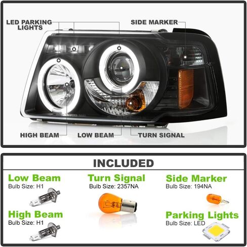 Acanii - للفترة 2001-2011 فورد رينجر LED Halo Black Housing Projector المصابيح الأمامية مع الزاوية المصابيح الأمامية ، السائق والراكب in Saudi Arabia