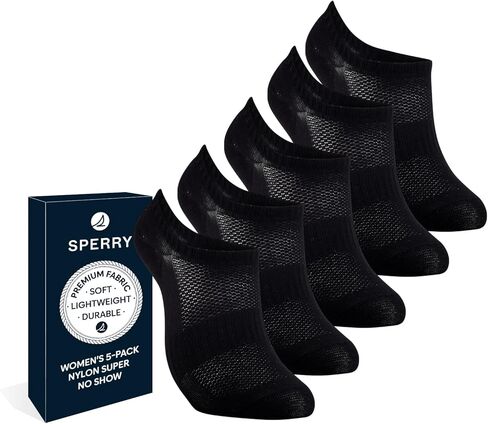 Sperry Women’s 5-Pack Super No Show Socks – Breathable Mesh, Lightweight, Non-Slip Invisible Low Cut Liner Socks for Sneakers in Saudi Arabia