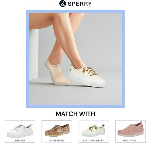 Sperry Women’s 5-Pack Super No Show Socks – Breathable Mesh, Lightweight, Non-Slip Invisible Low Cut Liner Socks for Sneakers in Saudi Arabia
