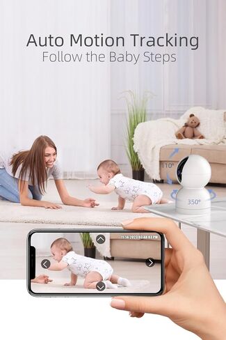 Rraycom 2Pack Baby Camera Monitor for Home Security - 4MP WiFi 6 Indoor Camera, PTZ Camera w/Motion Detection & Tracking, 2-Way Talk, Color Night Vision, Privacy Mode, 24/7 Cloud & SD, Works w/Alexa in Kuwait