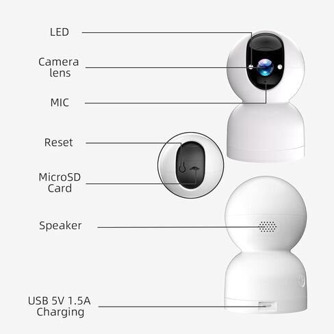 Rraycom 2Pack Baby Camera Monitor for Home Security - 4MP WiFi 6 Indoor Camera, PTZ Camera w/Motion Detection & Tracking, 2-Way Talk, Color Night Vision, Privacy Mode, 24/7 Cloud & SD, Works w/Alexa in Kuwait