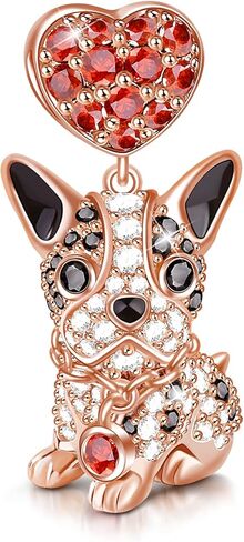 GNOCE Dog Charms 925 Sterling Silver Corgi Schnauzer Poodle Pendant Dangle Animal Beads Charms fit all Bracelets & Necklaces Best Gift for Mom Friends Who Like Dogs (Bulldog) in Saudi Arabia