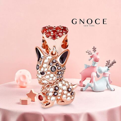GNOCE Dog Charms 925 Sterling Silver Corgi Schnauzer Poodle Pendant Dangle Animal Beads Charms fit all Bracelets & Necklaces Best Gift for Mom Friends Who Like Dogs (Bulldog) in Saudi Arabia