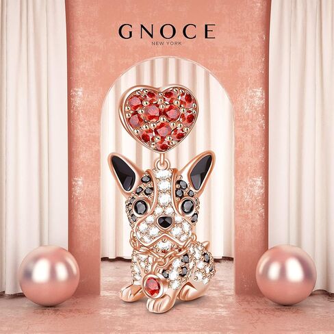GNOCE Dog Charms 925 Sterling Silver Corgi Schnauzer Poodle Pendant Dangle Animal Beads Charms fit all Bracelets & Necklaces Best Gift for Mom Friends Who Like Dogs (Bulldog) in Saudi Arabia