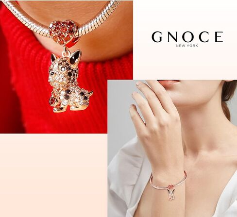 GNOCE Dog Charms 925 Sterling Silver Corgi Schnauzer Poodle Pendant Dangle Animal Beads Charms fit all Bracelets & Necklaces Best Gift for Mom Friends Who Like Dogs (Bulldog) in Saudi Arabia