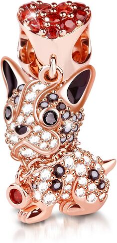 GNOCE Dog Charms 925 Sterling Silver Corgi Schnauzer Poodle Pendant Dangle Animal Beads Charms fit all Bracelets & Necklaces Best Gift for Mom Friends Who Like Dogs (Bulldog) in Saudi Arabia